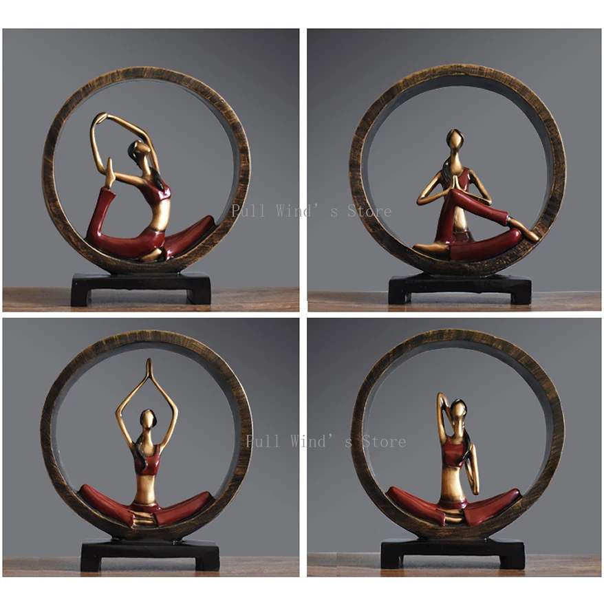 Beautiful girl yoga Standard action Sculpture resin Home Decor beautiful people statue desktop decoration