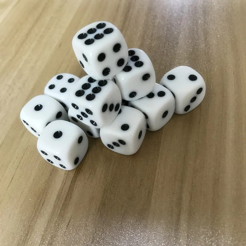 5 Pz/lotto 16mm Potabile Dadi Acrilico Bianco Round Corner Hexahedron Dadi Club Party Tavolo Giochi RPG Dadi Set Yernea