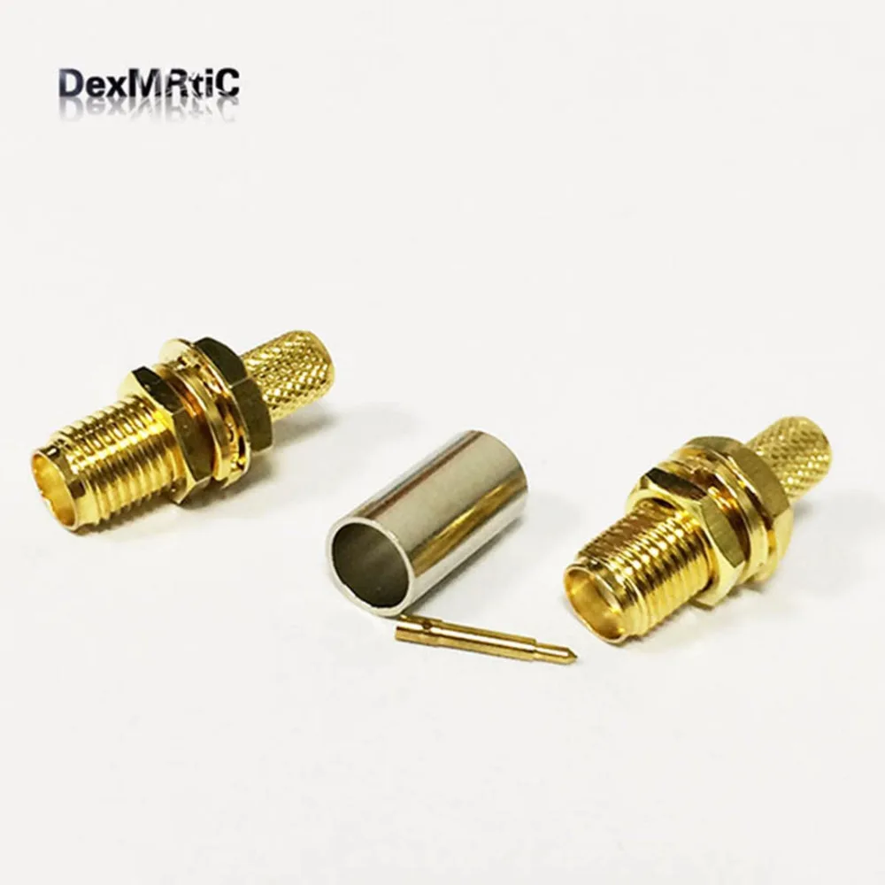 10 pcs ใหม่ RF RP-SMA Crimp Jack (ชาย) ขั้วต่อ Bulkhead LMR195 ขายส่งลวดเชื่อมต่อ