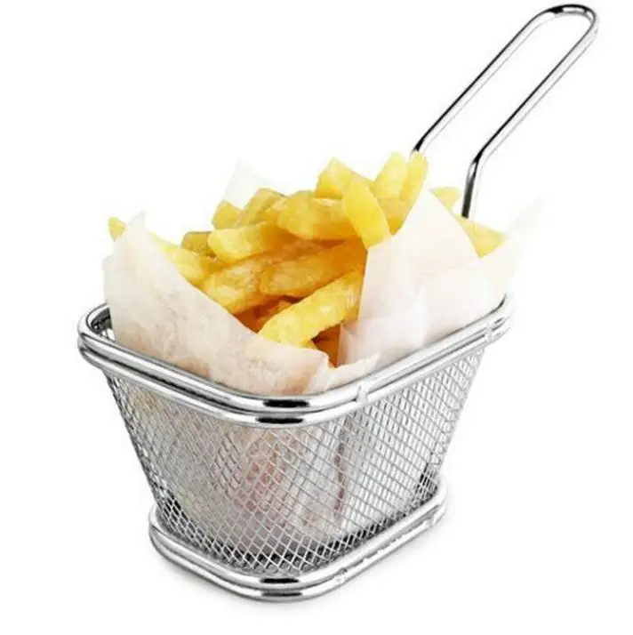 Free shipping Mini Stainless Steel Fryer Serving Food Presentation Basket Kitchen French Fries Chips Frying Baskets SN1424