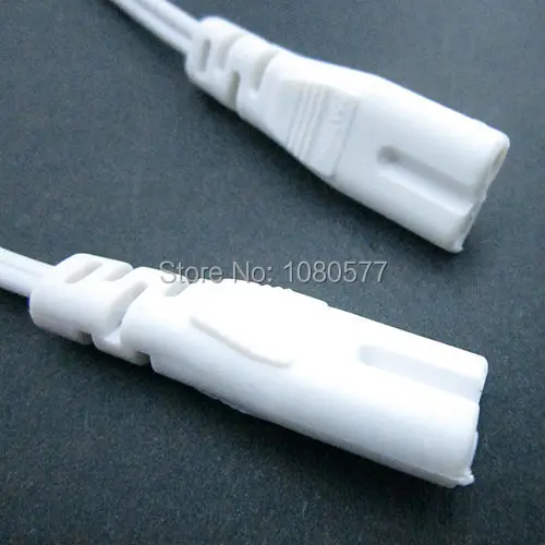 20pcs/lot T4 T5 LED Connector White Cable 2 pin Double-end 300mm For T4 T5 T8 Led Tube Lamp Lighting Connecting