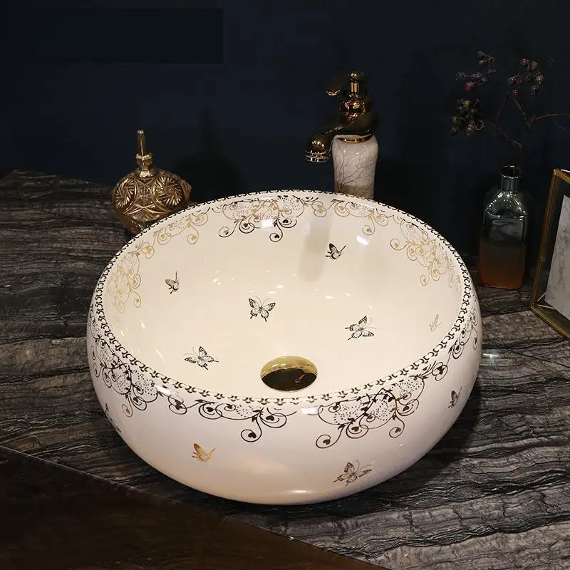 

Chinese wash basin vessel sinks Jingdezhen Art Counter Top ceramic basin sink porcelain wash basin white