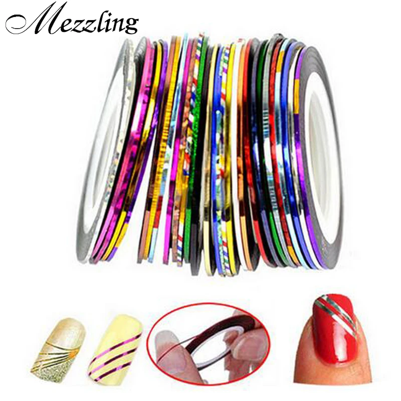 10pcs Nail Striping Tape Metallic Yarn Line 3d Nail Art Tool Color Rolls Nail Decals DIY Nail Tips Sticker Decoration