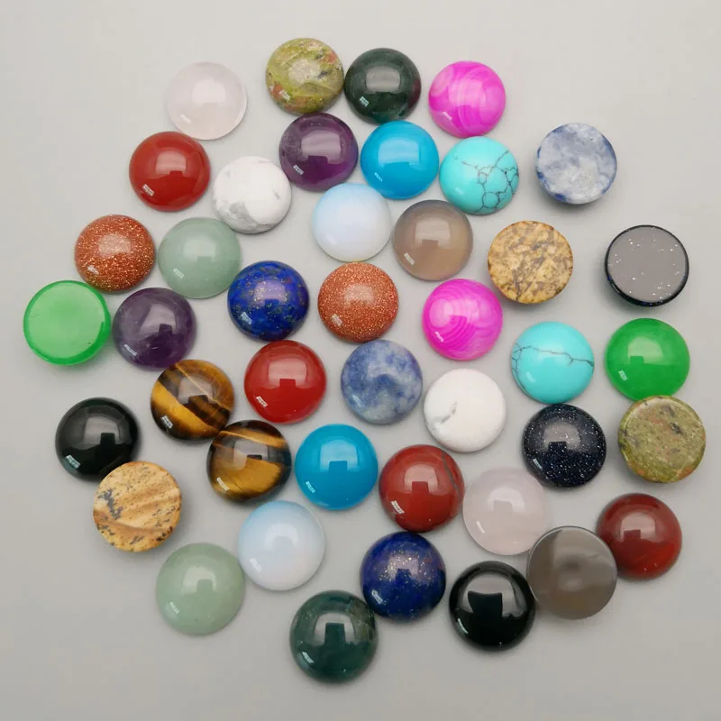 

Wholesale 12mmx12mm Nature mixed Stone beads Assorted round CAB Cabochon for jewelry making 50pcs/lot