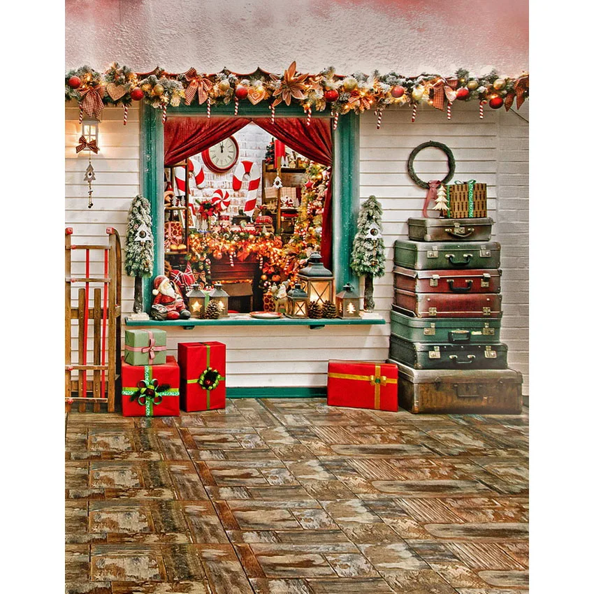 Allenjoy-telones de fondo para fotografía, ventana roja de regalo de Navidad para baby shower, photocall, estudio fotográfico, photobooth de fantasía