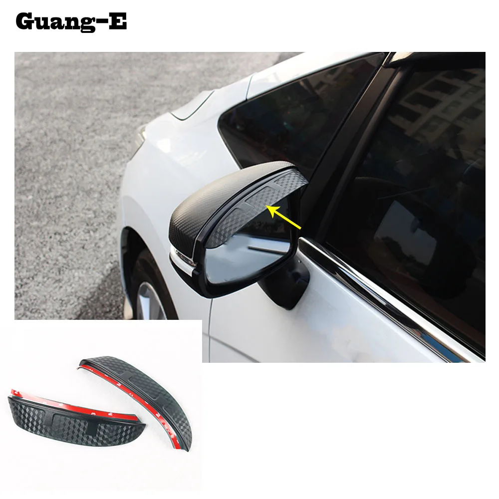 Car Stick Rear View Side Glass Mirror Trim Frame Rain Shield Sun Visor Eyebrow Part 2pcs For Honda Fit Jazz 2014 2015 2016 2017