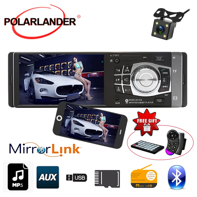 

4.1 Inch 4012B FM Car Radio Auto Audio Stereo Support Rear View Camera USB Steering Wheel Control MP5 player Bluetooth 1 Din