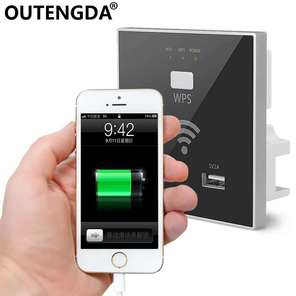 300Mbps In-wall Wireless Access Point Wall Socket Wi-Fi Extender for Hotel Wi-Fi Project Support AC Management & RJ45 USB WPS