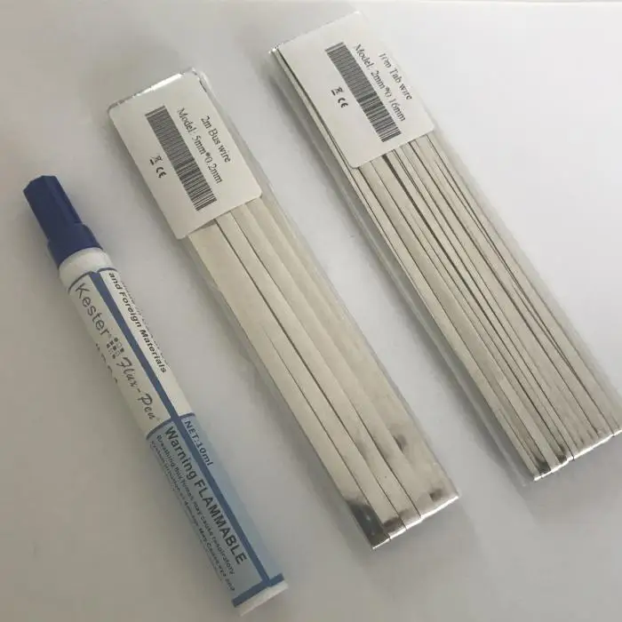 Solar cell 10meters 2x0.16mm Tabbing wire 2 meters 5x0.2mm PV ribbion Bus bar wire 1 piece Flux pen for for diy solar panel