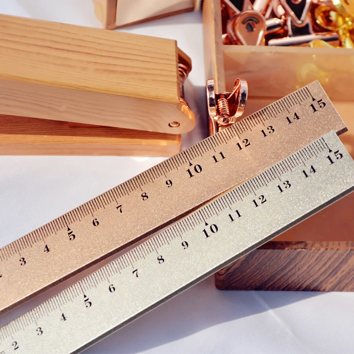 Straight Ruler Rose Gold Silver Measurement Regua Patchwork Ruler Stationery Ruler Metal Tools For Patchwork To Draw Kids Ruler