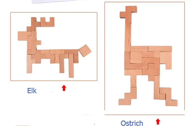 Tangram en bois stimulant pour adultes et enfants, jeu de logique Beaumont, casse-tête dos, puzzles