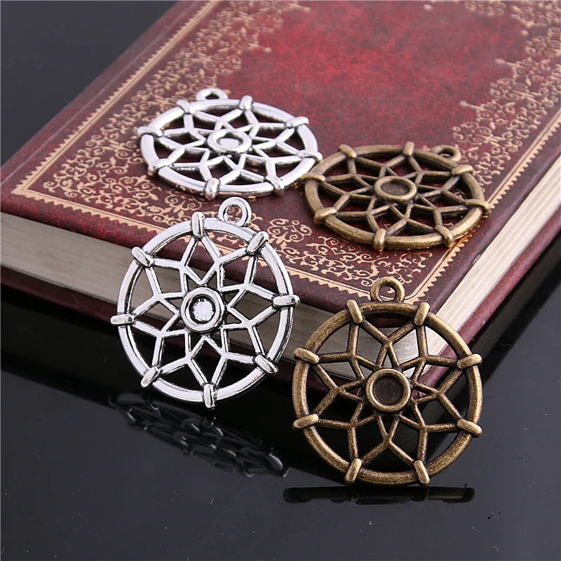 

20pcs 27*31mm two color Metal Dream Charms for Jewelry Diy Making Zinc Alloy Dream Catcher Pendant Charms Making D6105