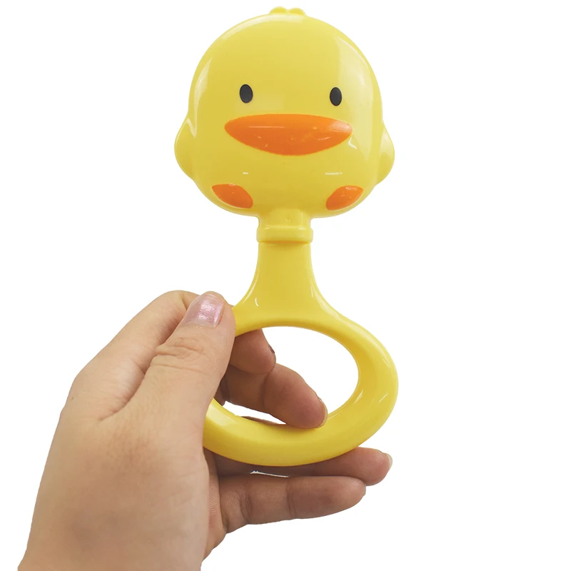 Hochets de lit en forme de petit canard jaune pour bébé de 0 à 12 mois, anneau molaire en plastique, jouets éducatifs pour nouveau-né