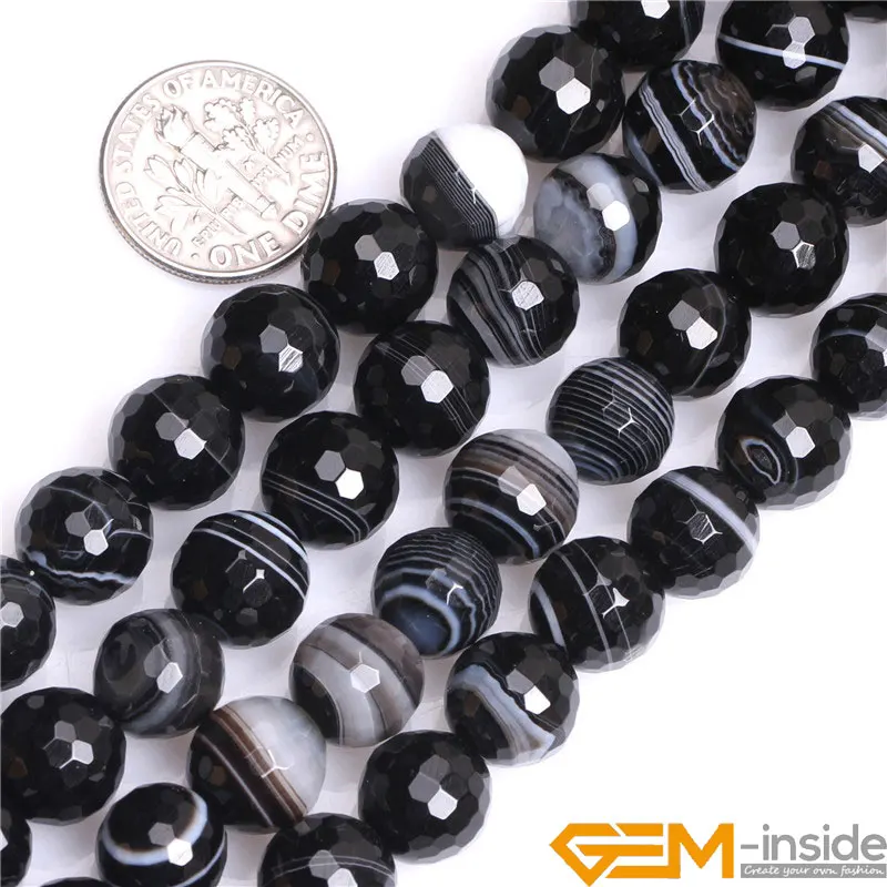 Round Faceted Black Sardonyx Agates Bead For Jewelry Making Strand 15 inches 8mm 10mm 12mm DIY  Jewelry Accessorries Loose Beads