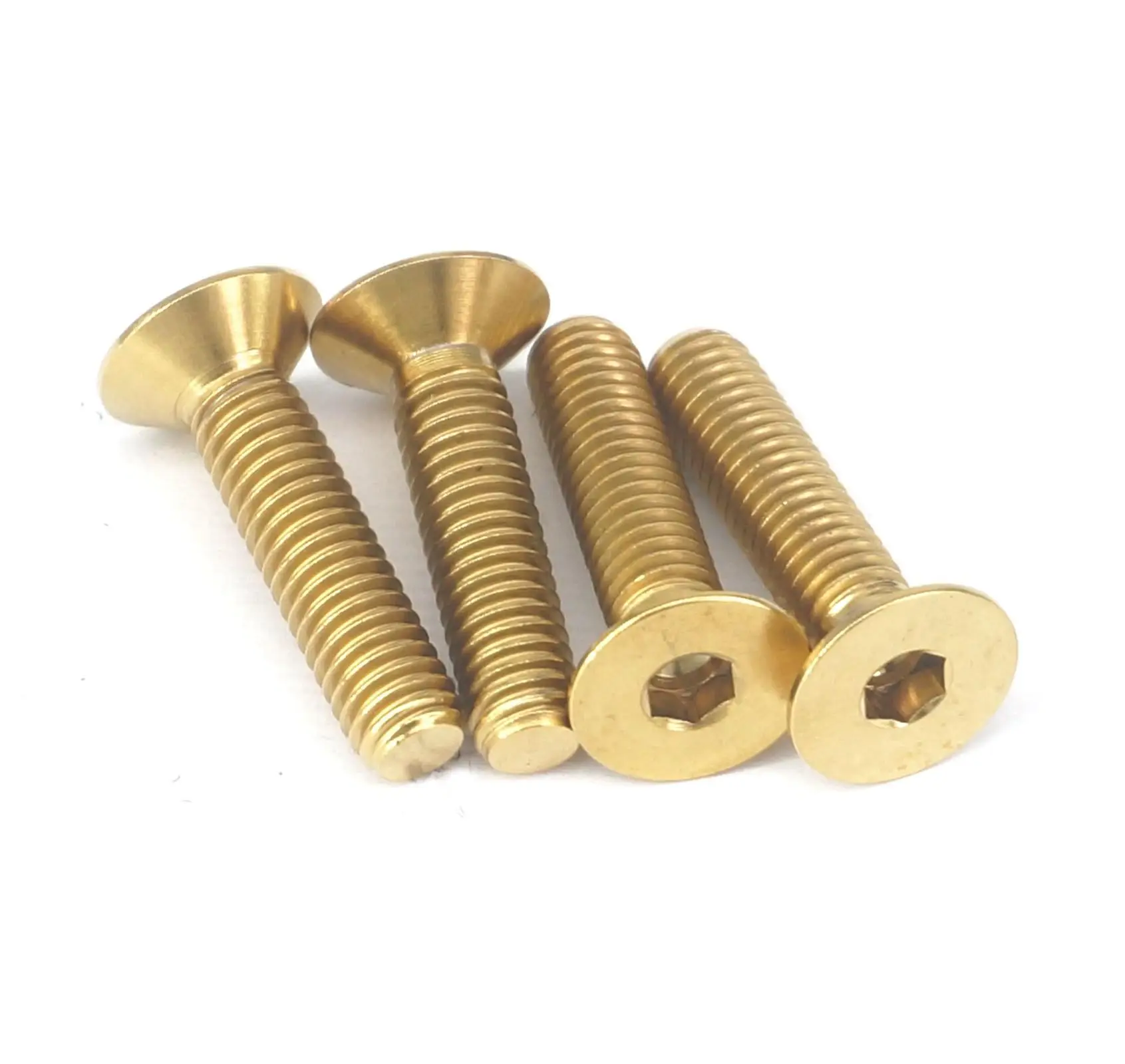 4 PCS M6x25mm Golden Titanium Countersunk Head Bolts For Bicycle Headset Top Cap