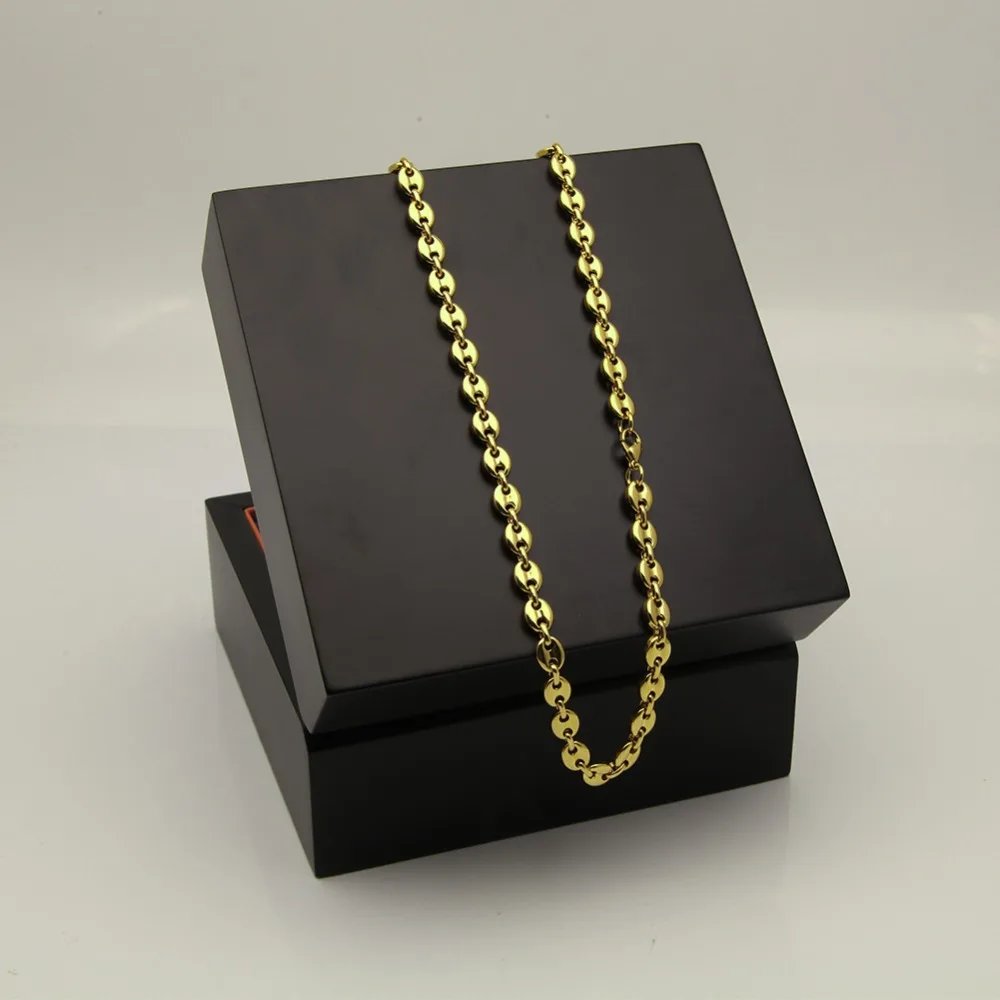 THE BLING KING 8mm Puffed Mariner Link Chain & Bracelet Set Gold silver color Hip Hop Punk Jewelry For Men 22.5cm and 55cm