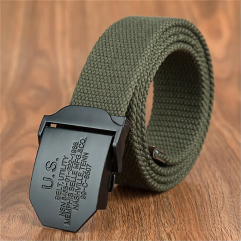 2023 Men Weave Canvas Unisex belt mens waist belt Casual Cargo Belt Military fans Automatic Buckle-Belt Male Field Tactical Belt