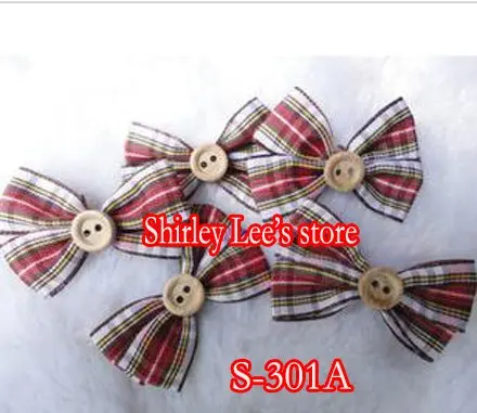 Wholesale --1200 X (2.5X4cm) Classic Plaid Bow w/Button,Butterfly Bow, DIY your crafts--- Free Shipping BY EMS