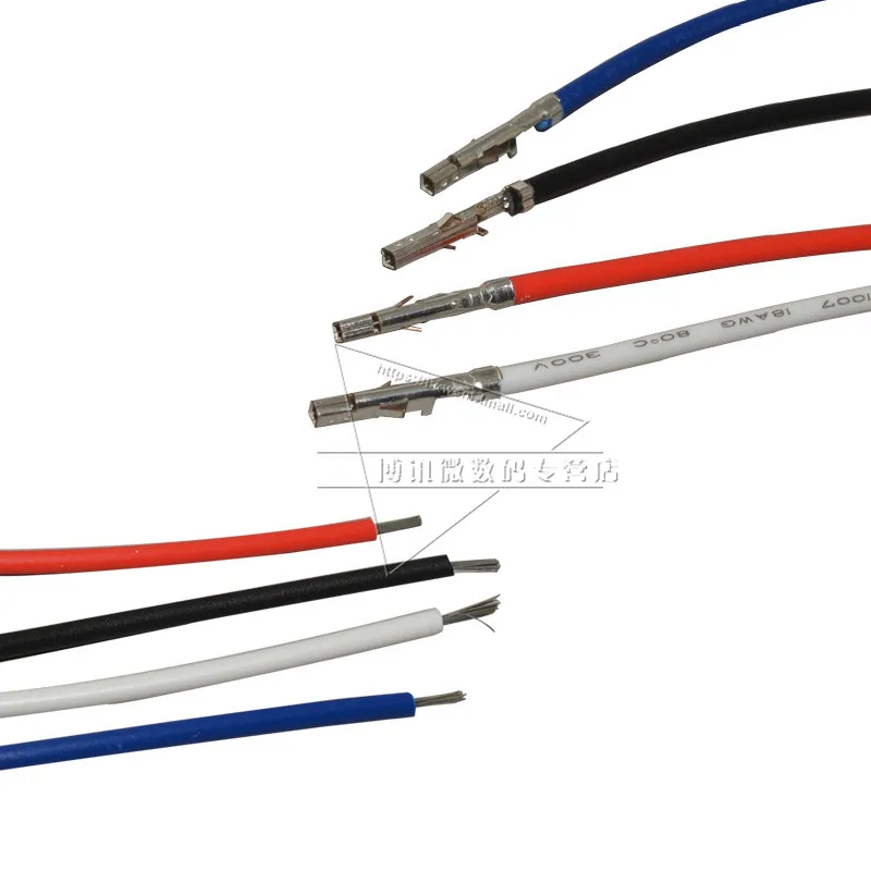 20PCS 5557/5559 Male Female Pin Crimp with Cables for 4.2mm Female Male Housing Multicolor 1007 18AWG 20CM Single End