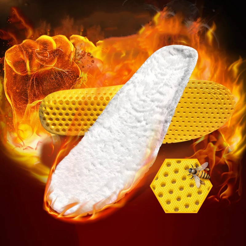 Hot Selling Unisex Insole Heated Cashmere Thermal Insoles Thicken Soft Breathable Winter Sport Shoes Foot Care Shoe Pad Big Size