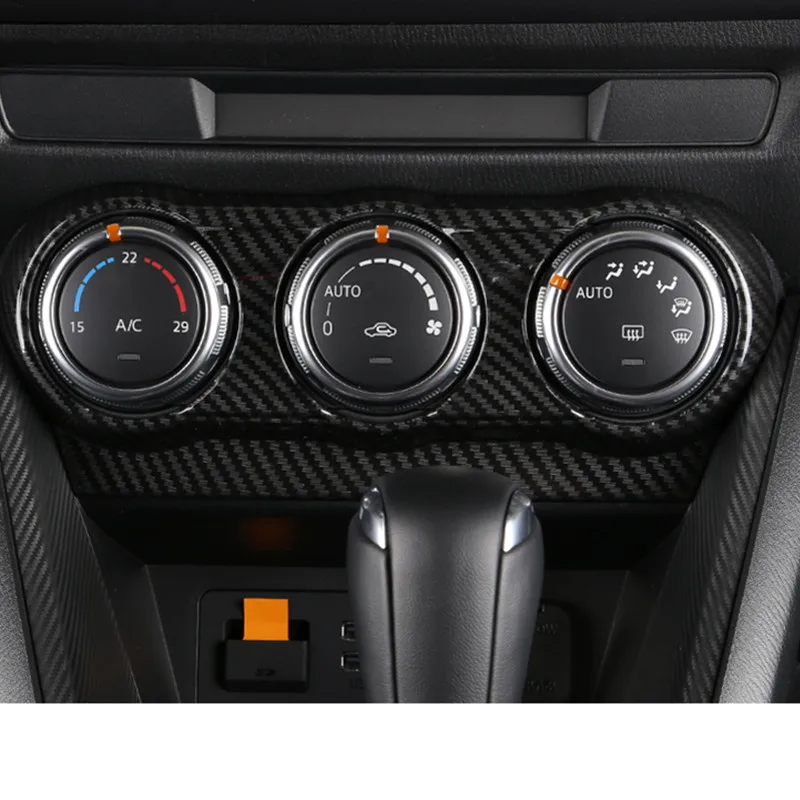 Carbon Fiber Air Conditioning Switch Cover Trim Strips Car Styling Accessories for 2015-2017 Mazda 2 Demio DL Sedan DJ Hatchback