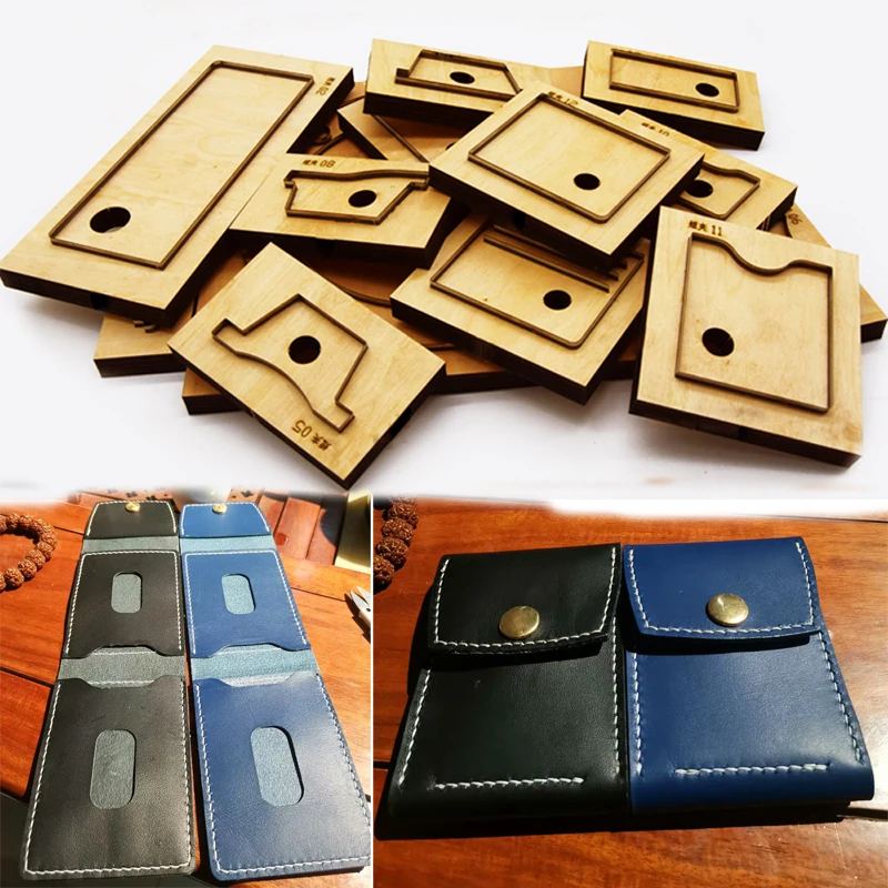 DIY leather craft multi pocket card holder folded wallet die cutting knife mould hand punch tool pattern 130x90x15mm