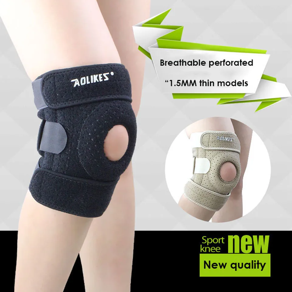 AOLIKES 1PCS Adjustable Sports Training Elastic Knee Support Brace Kneepad Adjustable Patella Knee Pads Hole Kneepad Safety