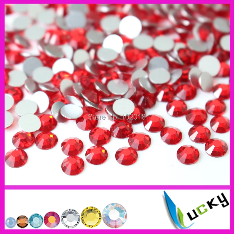 Top quality flat back non hotfix rhinestones lt siam color nail crystal beads, ss6 ss8 ss10 ss12 ss16 ss20 ss30 ss34 SS40 SS50