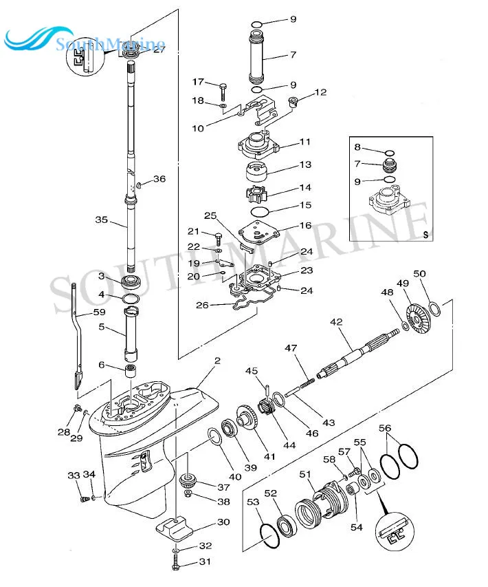 Motor de barco F25-04020000 engranaje delantero, piñón de F25-04000005 y marcha atrás de F25-04070004 para Parsun HDX Makara de 4 tiempos F20