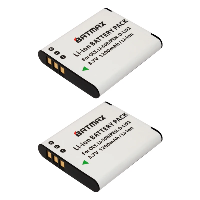 2pcs LI-50B High-Capacity Replacement Batteries1200mAh + Dual USB Charger for Select Olympus Stylus Tough Series Digital Cameras