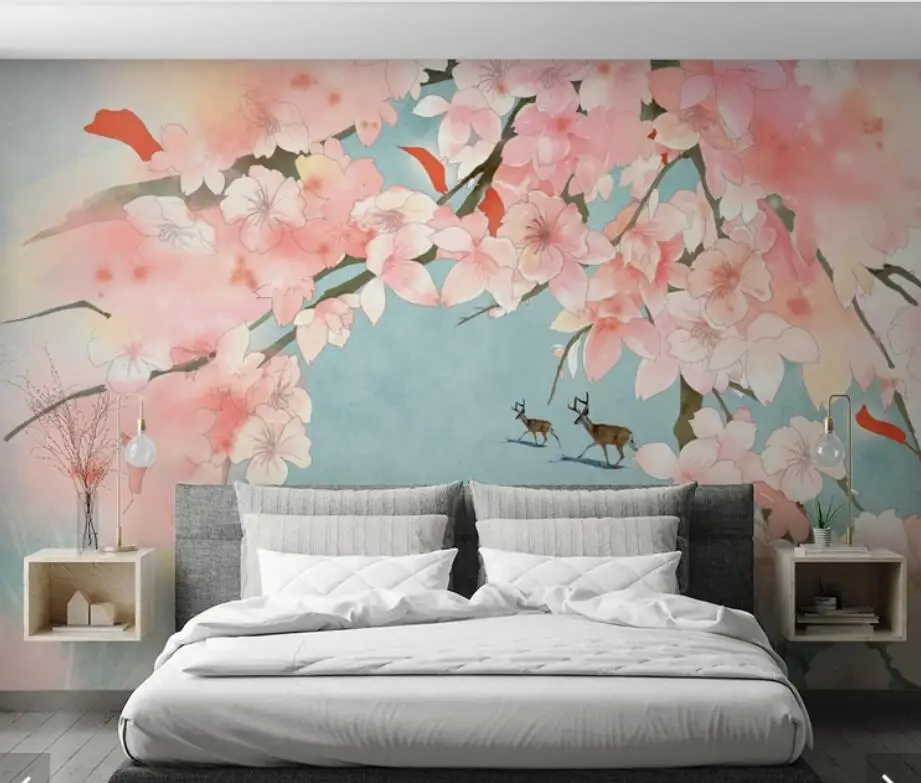 Peach Blossom Flower Wallpaper for s 3 D  Mural Decals 3D Art  Papers Roll Printed Photo papers Contact Paper