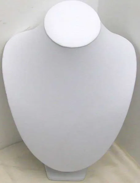 

SALE One Big 22*18cm WHITE LEATHERETTE JEWELLERY NECKLACE DISPLAY STAND BUST-who111 Wholesale/retail Free ship