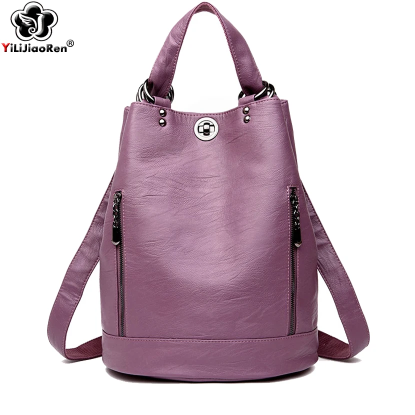 Fashion Anti Theft Backpack Female Leather Backpack Purse Large Capacity Ladies Backpack Travel Luxury Shoulder Bags For Women