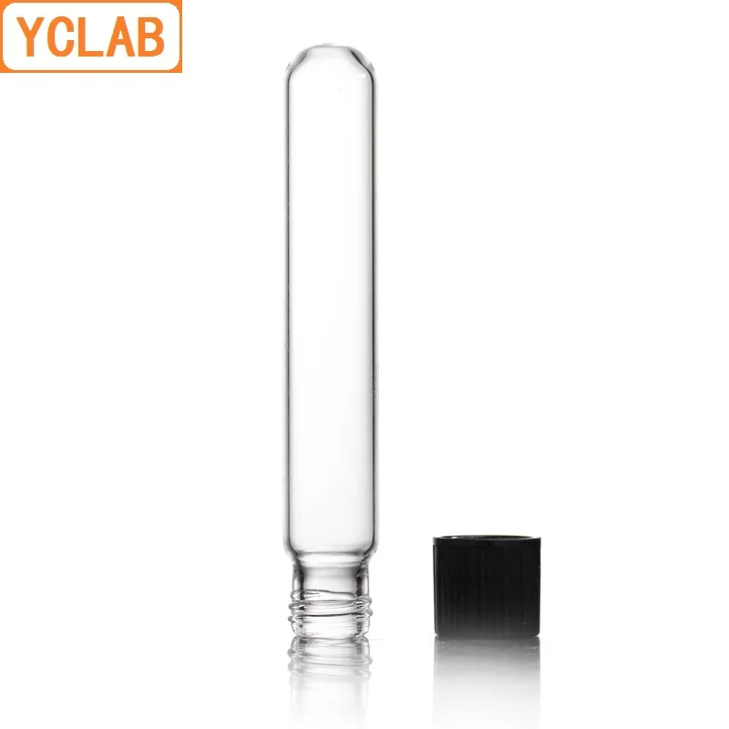 YCLAB 20*150mm Test Tube 34mL Screw Mouth with Black PF Cap Borosilicate 3.3 Glass High Temperature Resistance