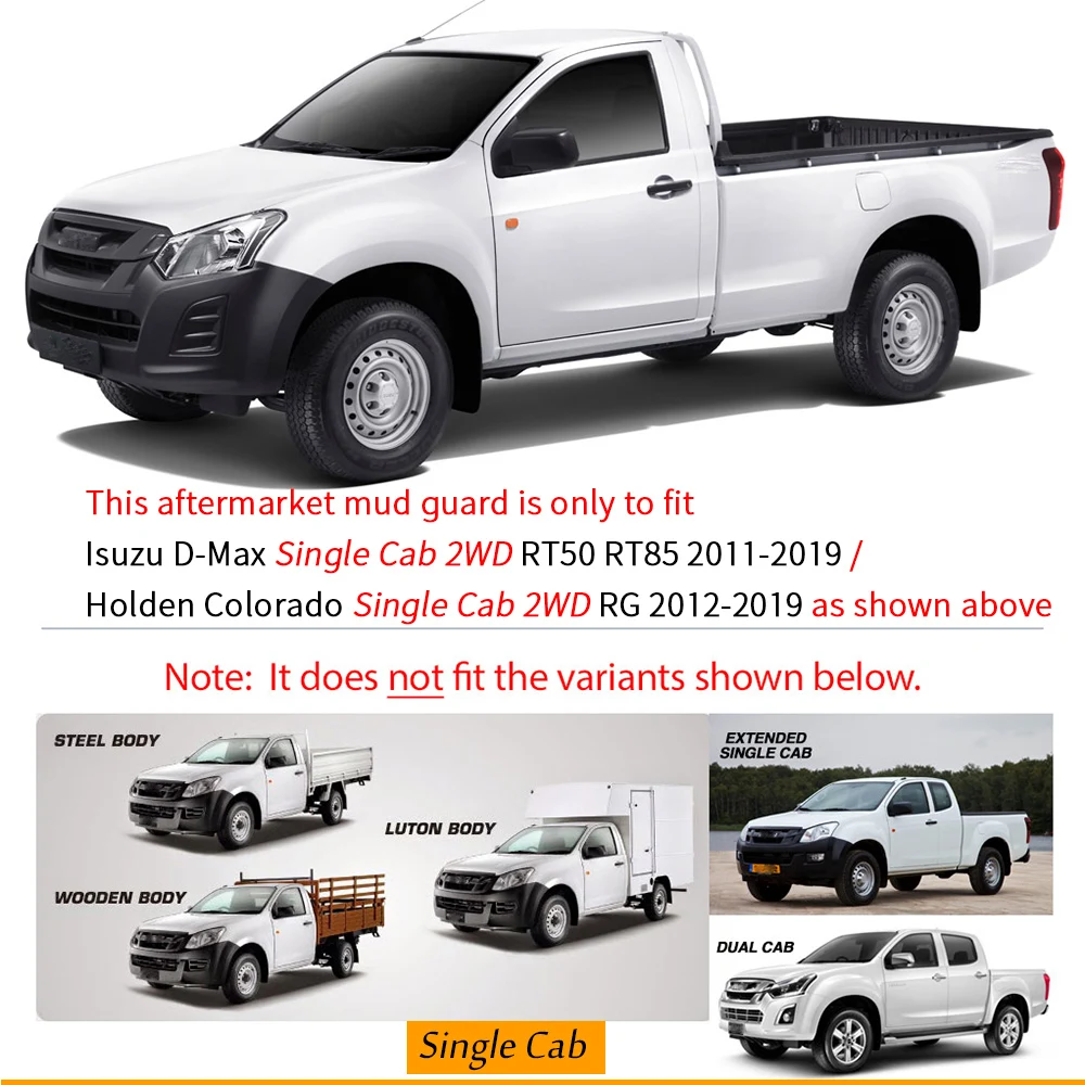 Molded Car Mud Flaps For Isuzu D Max Dmax 2WD 4WD 2011-2019 Holden Colorado 7 V Cross 4x4 Mudflaps Splash Guards Flap Mudguards