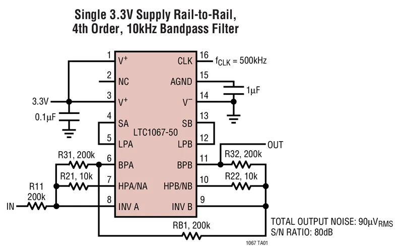 LTC1067-50CS LTC1067IGN LTC1067CS LTC1067IS LTC1067 - Bloco de construção de filtro duplo universal de ruído muito baixo