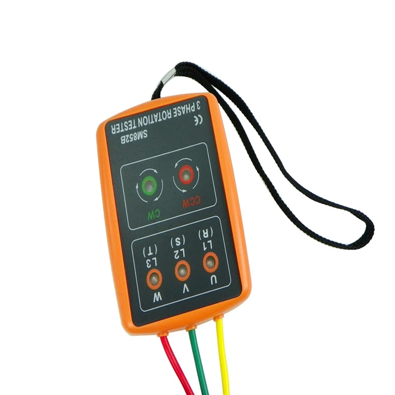 3 Phase Rotation Tester Digital Phase Indicator Detector LED + Buzzer SM852B Phase Sequence Meter 60V~600V AC Three Phase