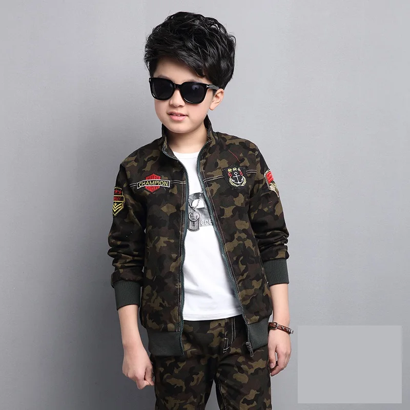 Male child clothing autumn set camouflage cotton 100% 2024 sports sets child spring boy long-sleeve + pants 2pcs