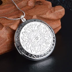 Earl Palace Elegant 925 Sterling Silver Chain Round Locket  Pendant Necklace Photo Collar Necklaces Valentine's Day Gift