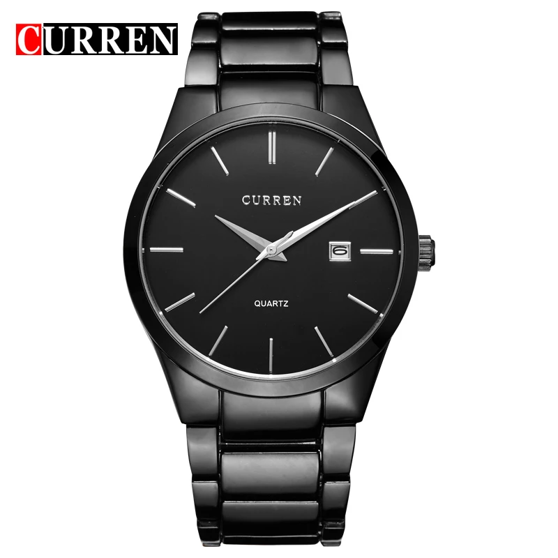 CURREN Fashion Business Calendar  Quartz Wrist Watch Stylish Men\'s Watch Military Waterproof Full Steel Male Clock