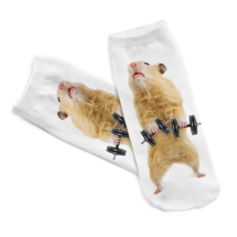 KLV Mode Tier Socken 3D Gedruckt Lustige kawaii Socken Frauen Niedlichen Tier Fitness Hamster 3d Socken Viele Stil Sommer