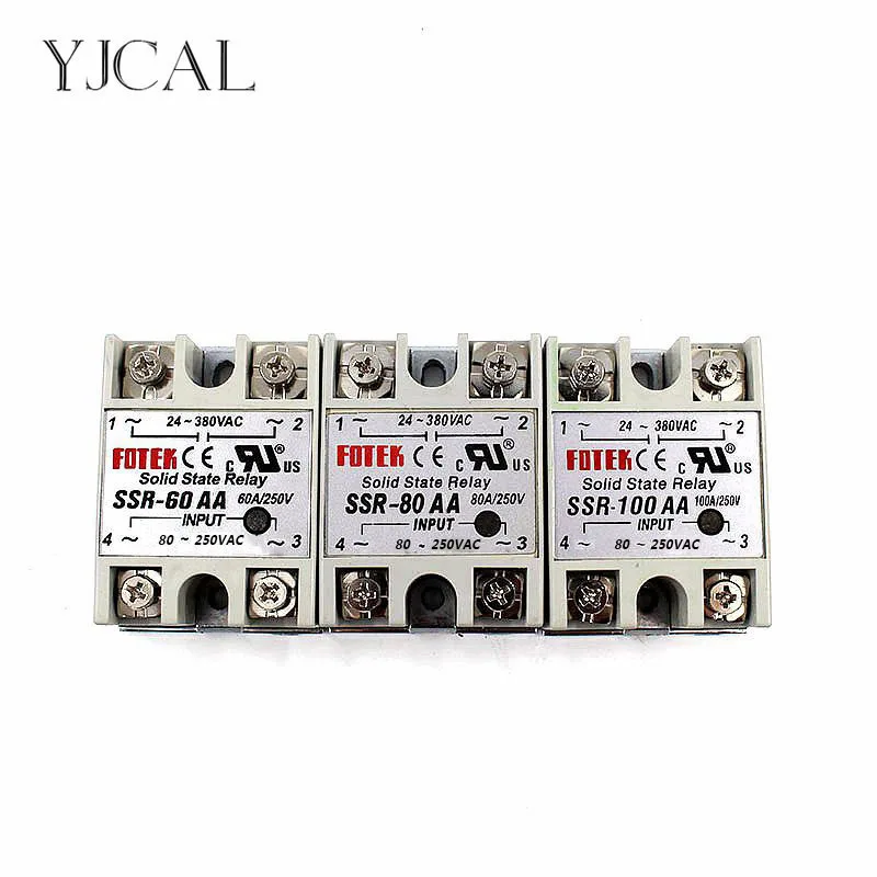 

Solid State Relay SSR 60AA SSR 80AA SSR 100AA Single Phase Solid State Relay AC Control AC Relais 80-250VAC TO 24v 380VAC SSR