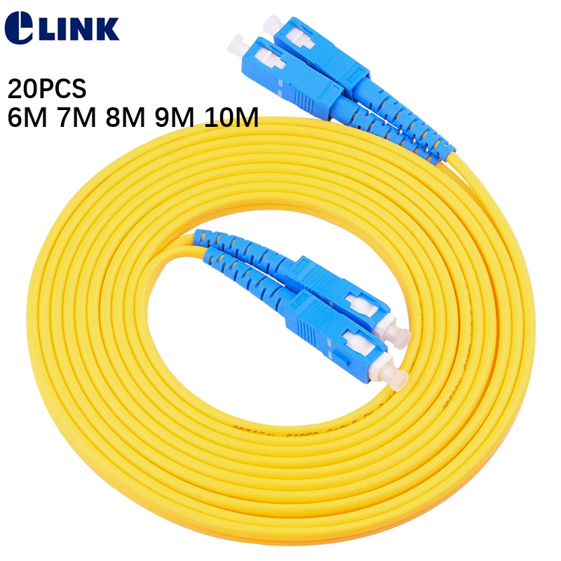 

SC-SC fiber patchcord duplex SM 9/125um 3.0mm yellow cable ftth optical fibre jumper SC UPC DX IL 0.3dB patch cable ELINK 20pcs