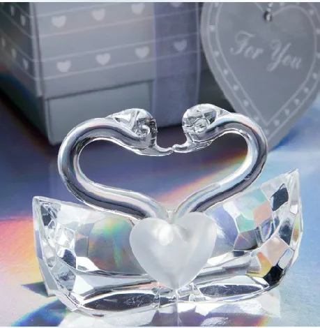 80pcs/set European Creative Gift Wedding Gift Box Kissing Swans Crystal Gift Romantic Crystal Crafts Wedding Favor for Guest