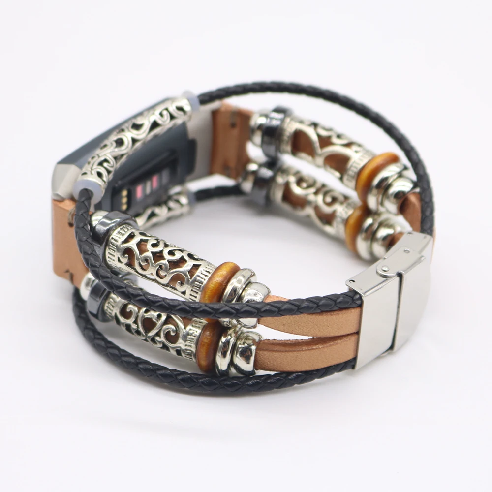 Retro Leather Strap Bracelet for Fitbit Charge 3 Band Replacement Watch Band for Fitbit Charge 5 Smart Watchband Accessories