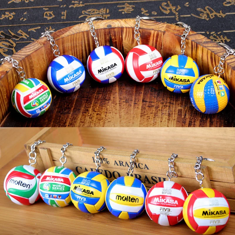 

20pcs Sport Beach Volleyball PVC Keychain Key Chains Chain Ring Football Beach Ball Key Ring Gifts Men Jewelry Keyring Keychains