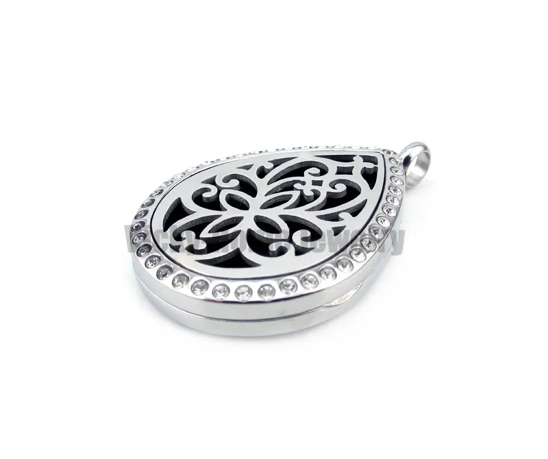 Flower Design Aromatherapy Essential Oils Diffuser Locket Necklace in 316L Stainless Steel