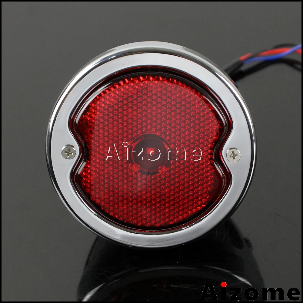 Motorcycle LED Taillight Red Lens For Harley Custom Cafe Racer Bobber Chopper Pickups Wagons Chrome Side Mount Rear Stop Light