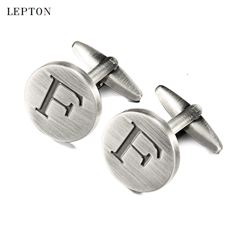 

Letters F of an alphabet Cufflinks For Lepton Mens Antique Silver plated Round Letters F cuff links Men shirt cuffs Cufflinks