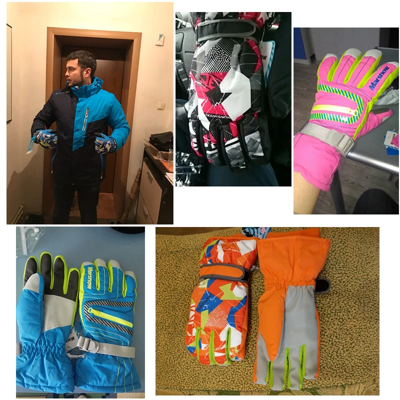 Detector guantes de esquí Snowboard hombres mujeres niños guantes de invierno escalada ciclismo guantes impermeables a prueba de viento de alta